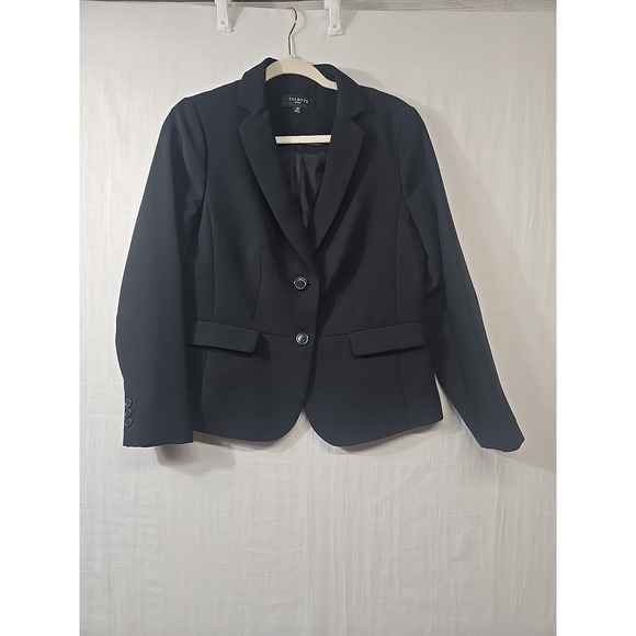 Talbots Blazer Womens 10P Black Two Button Career Office Jacket Lined Classic - Picture 1 of 9